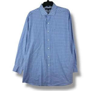 Tommy Hilfiger Shirt Mens 16.5 32-33 L Blue Plaid Button Up Long Sleeve Shirt